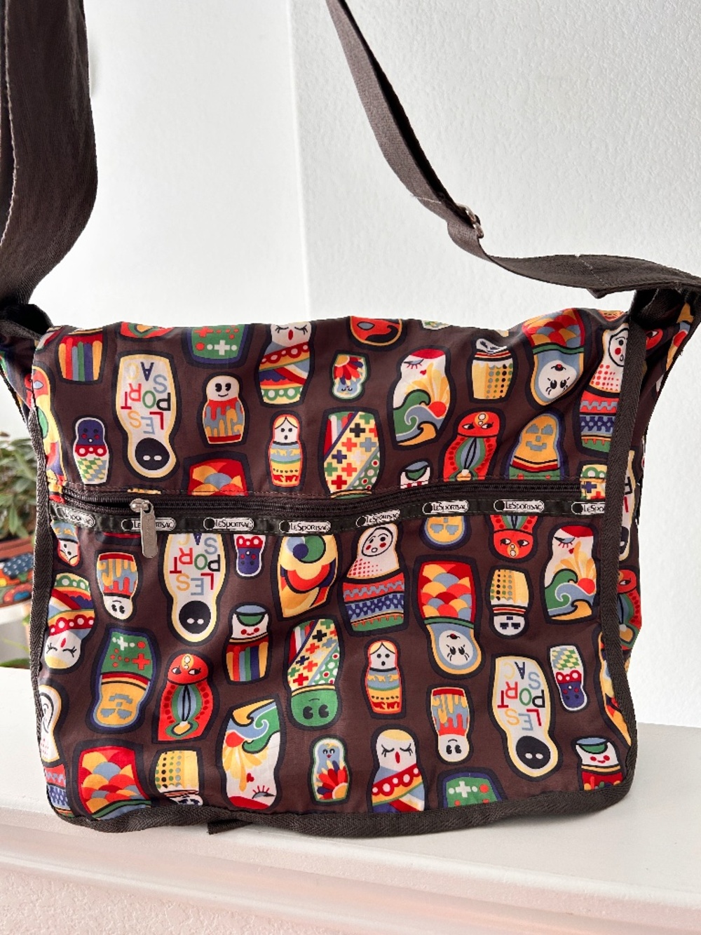 LeSportSac Crossbody Deluxe Purse Doll Matryoshka Nesting Brown/Multicolor